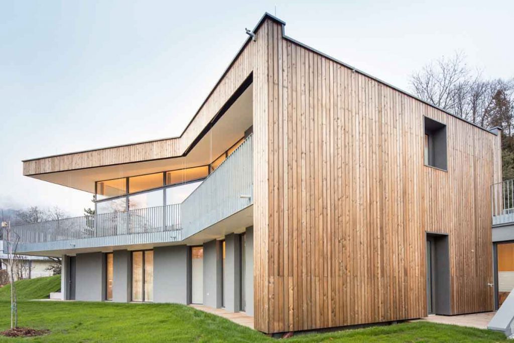 Những ngôi nhà sử dụng gỗ biến tính ứng dụng trong ngoại thất